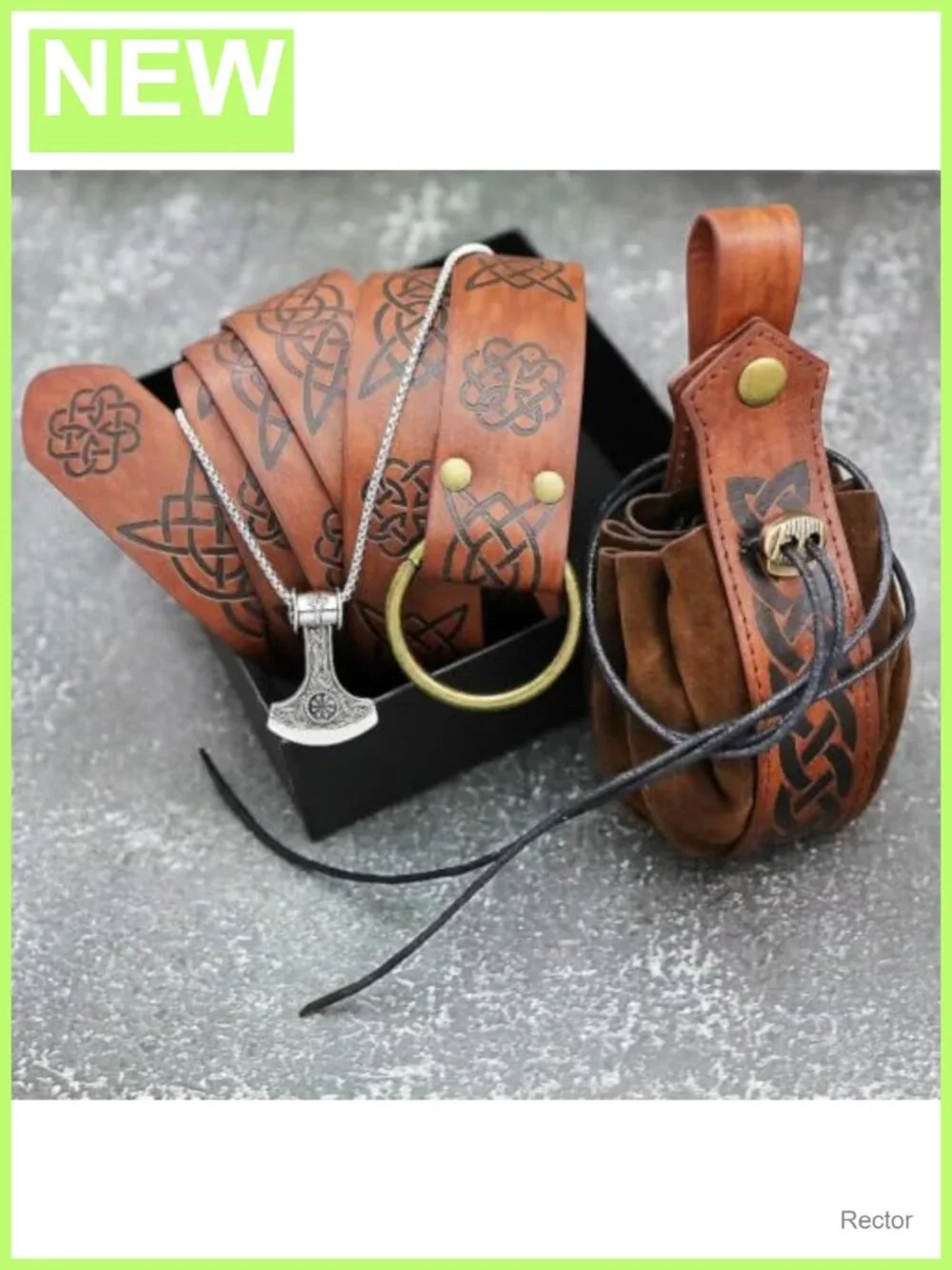Medieval Viking Belt Pouch Axe Necklace Renaissance Costume LARP